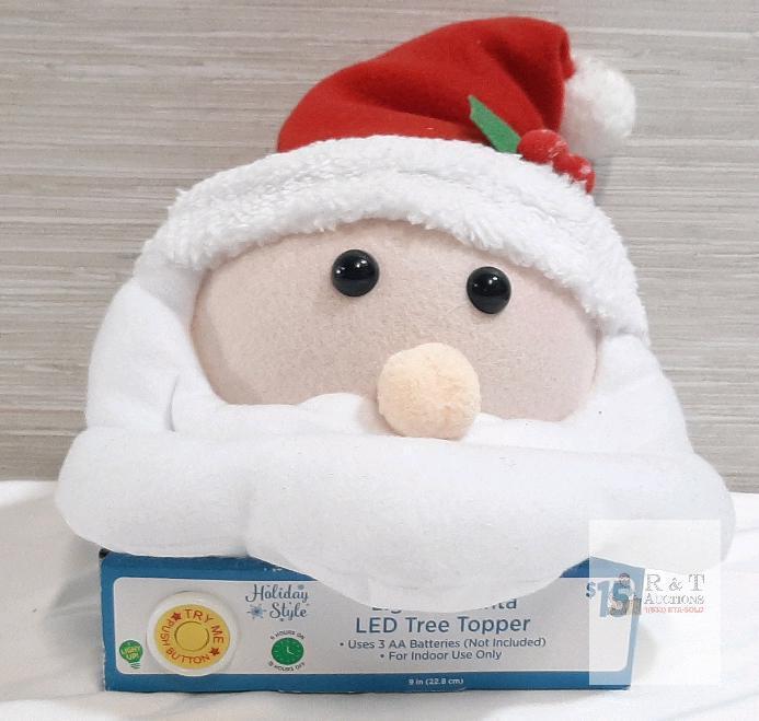 New Holiday Style Lighted Santa LED Tree Topper