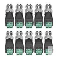 New BNC Male Connector to 2 Screw Terminal Solderless Adapter for CCTV Surveillance Camera, CAT5 Coaxial Cable, 10 Pack