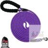 New Plutus Pet 15' Long Rope Dog Leash - Comfortable Padded Handle, Reflective Nylon Heavy Duty, 15FT Training for All Dogs (Violet)