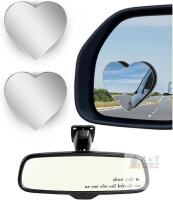 New 2 Pcs Blind Spot Mirrors with Drive Safe Stickers Cars Heart Shaped Blind Spot Angle Removable Wide Adjustable Angle Convex Rear View Mirror Accessories