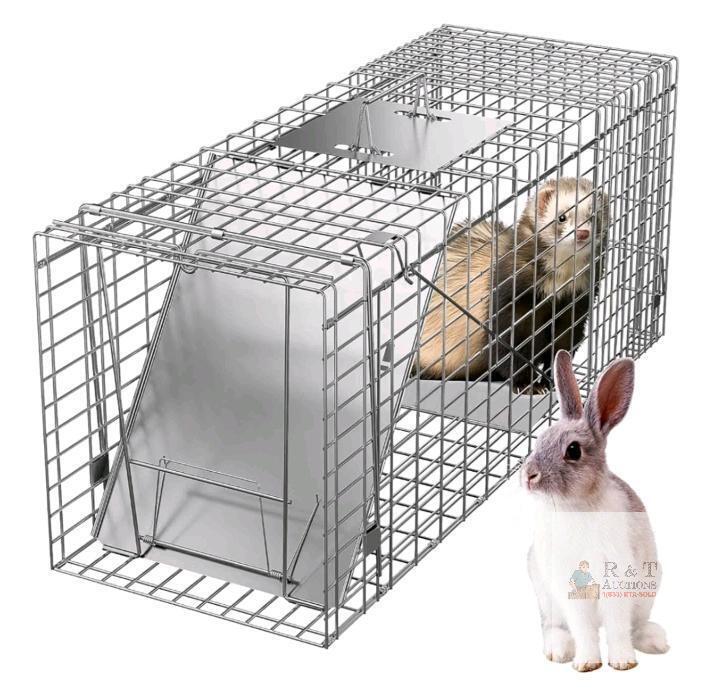 new Homegroove 37"x14"x11" Large Galvanized Humane Live Animal Trap Cage for Rabbits, Raccoons, Cats