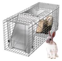 new Homegroove 37"x14"x11" Large Galvanized Humane Live Animal Trap Cage for Rabbits, Raccoons, Cats