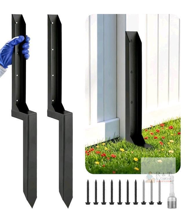 new Steel Fence Post Repair Kit, Heavy Duty Anchors for 4x4/6x6 Wood Posts, 2 Pack, 15.75 in Length