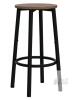 NEW Hoobro BF03BY01 Bar Stools, Set of 2, Rustic Brown Seat, Black Metal Legs, 25.2" Height - 2