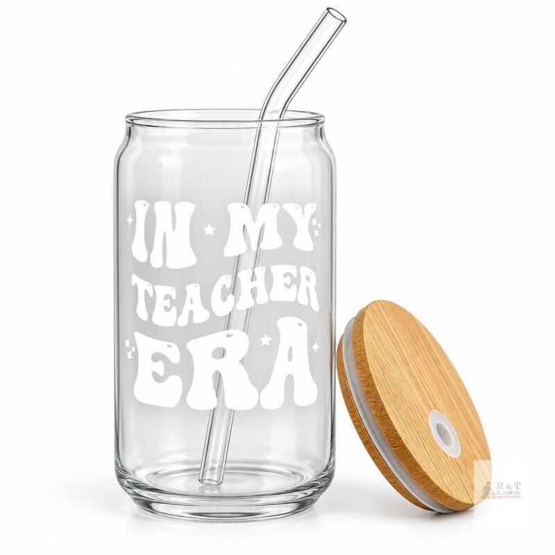 New In My Teacher Era Cup with Lids and Straws 16 Ounce Coffee Tumbler Mug