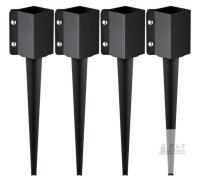 NEW VEVOR 4-Pack Fence Post Anchors FX-3.5-24-4, 24 in Steel Ground Spikes, Fits 3.5 in Posts, Black