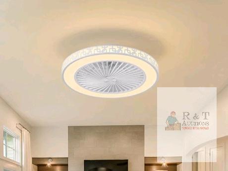 Low Profile 20" Flush Mount Ceiling Fan with LED Lighting, 6-Speed Remote, 3 Color Temp, Enclosed Design
