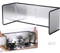 NEW 3-Sided Stainless Steel Stove Splatter Guard with Non-Stick Coating, Foldable Design