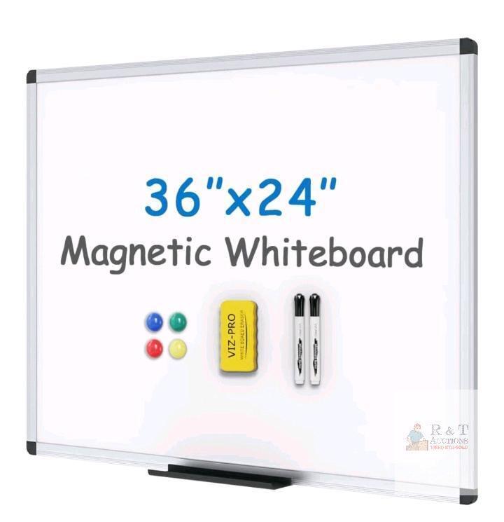NEW VIZ-PRO 36" x 24" Magnetic Whiteboard with Accessories, Lacquered Steel Surface