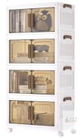 NEW Songmics RLB445WZ01 Modular Stackable Plastic Storage Cabinet with Magnetic Doors and Lockable Wheels