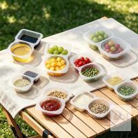 New 40pcs Set -4.45/Reusable Double-Compartment Snack Boxes, Refrigerated Takeout Sauce Containers, Portable Snack Boxes, Salad - Ketchup Containers, Reusable, Picnic Essentials, Modern Kitchenware, Durable Plastic, Snack Pouches/Boxes with Lids
