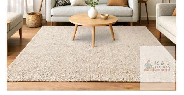 NEW GRUHUM 6x9 ft Hand-Woven Jute & Cotton Area Rug, Natural, Reversible, Low Pile
