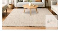 NEW GRUHUM 6x9 ft Hand-Woven Jute & Cotton Area Rug, Natural, Reversible, Low Pile