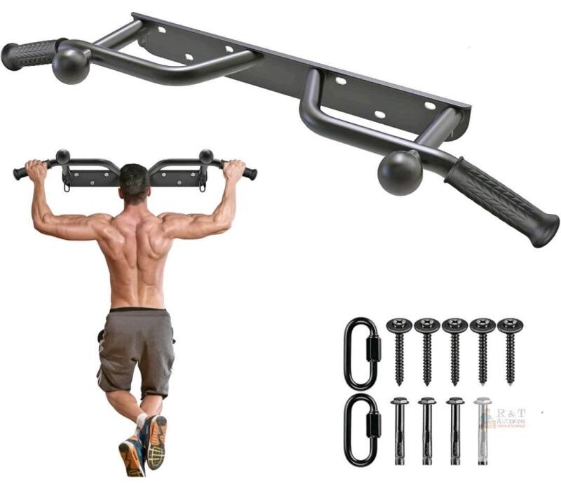 NEW Kipika Wall Mounted Pull Up Bar, 5 Grip Multi-Function, Ball Handles, Black, 38.7" Wide, Steel