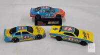 Racing Champions NASCAR #43 Die-Cast Cars STP, Cheerios, Pop Secret 1:64 Scale Lot with Stand
