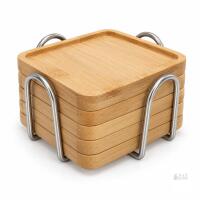 New 6pcs Bamboo Coaster Set With Holder