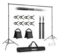 NEW EMART Photography Backdrop Stand Kit, Adjustable 10x7 ft, Aluminum, 2 Stands, 6 Clamps, Bag