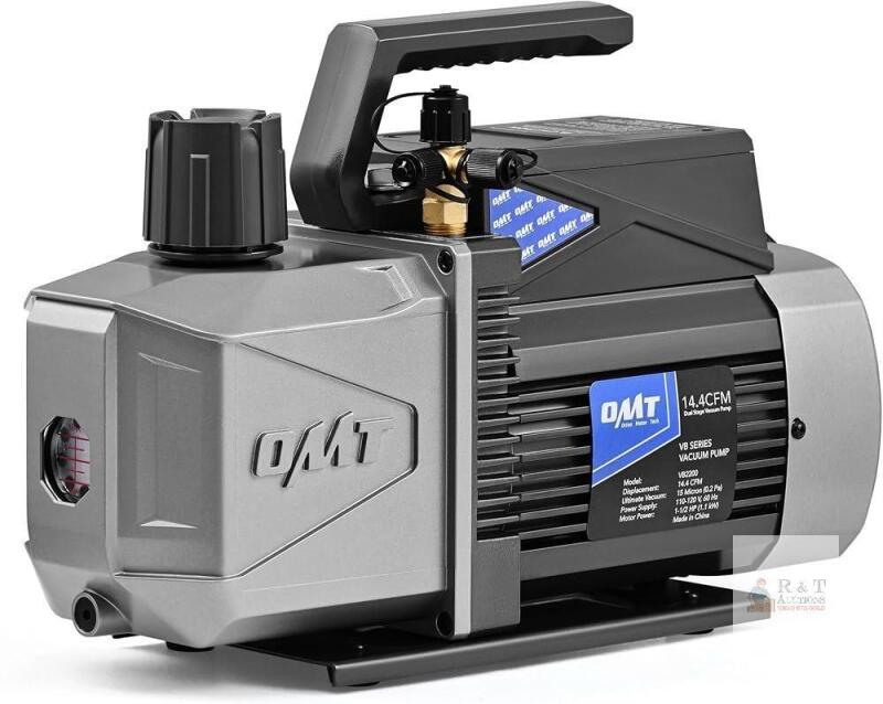 OMT 14.4 CFM Dual Stage Rotary Vane Vacuum Pump, 1100W, 2-Stage, 110-120V AC, 3450 RPM