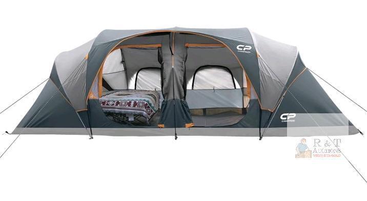 NEW CAMPROS CP-12P 3-Room Family Camping Tent, 12 Person, 20'x9', Waterproof, 6 Mesh Windows