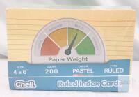 Chell 4"x6" Ruled Pastel Index Cards, 200 Count, Heavy 100lb Paper, CL011846-200PST