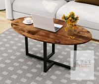 NEW VERFARM Oval Rustic Brown Coffee Table, Metal Frame, 30.31"x17.72"x17.32", X004WCDB6D