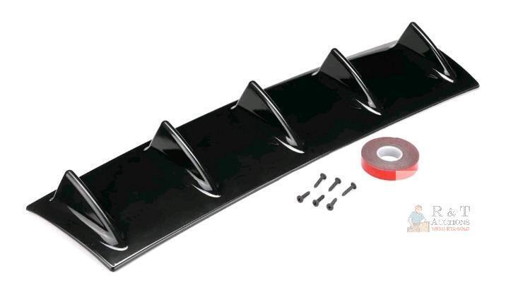 NEW Universal 23" 5-Fin Rear Bumper Diffuser, Glossy Black ABS, Fits Most Cars/SUVs, Adhesive & Screws