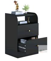 NEW Aenuert Black Nightstand, 2 Drawers, Open Shelf, 15.7"x11.8"x23.6" Modern Bedside Table