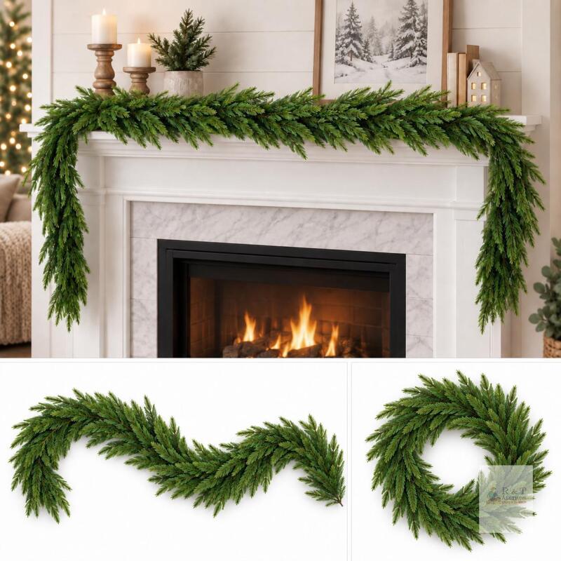 NEW 6-Ft Artificial Norfolk Pine Christmas Garland, Flexible Mantel or Wreath D&eacute;cor