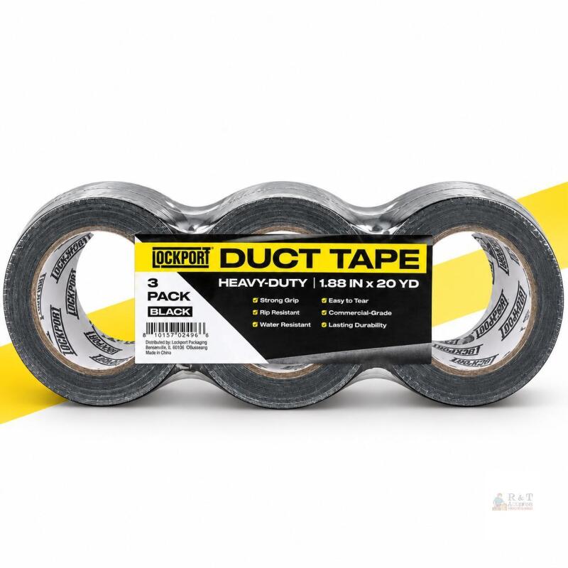 NEW Lockport Heavy-Duty Black Duct Tape, 1.88" x 20 yd, 3-Pack
