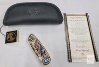Franklin Mint Richard Petty Signature Knife '92 Pontiac Grand Prix, Gold Accents, COA, Pouch