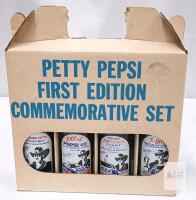 Pepsi Petty 1st Edition Commemorative NASCAR Glass Bottles Set 1986, 12oz, Full, Boxed