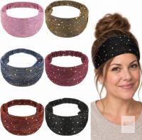 New 6 Pcs Boho Bling Sequin Headbands - Wide Stretchy African Head Wraps, Elastic Turban Headbands
