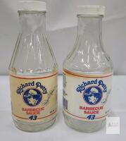Richard Petty Barbecue Sauce "43" Collectible Glass Bottle, 17 oz, NASCAR Memorabilia