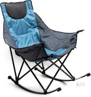NEW Sunnyfeel Folding Rocking Camping Chair, Blue, XL 500 lbs Capacity, Steel Frame, Padded Seat, CCAC2026XBU1
