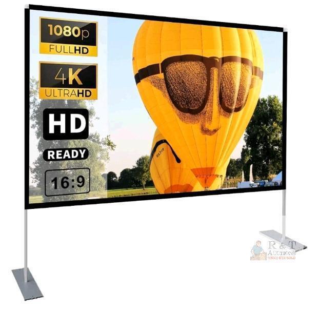 NEW 100-Inch 16:9 Portable Projector Screen, LS-100JY, Aluminum Frame, 4K/HD Ready, Carry Case