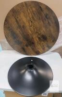 NEW Bar Height Pedestal Table, 23.75" Woodgrain Top, Matte Black Base