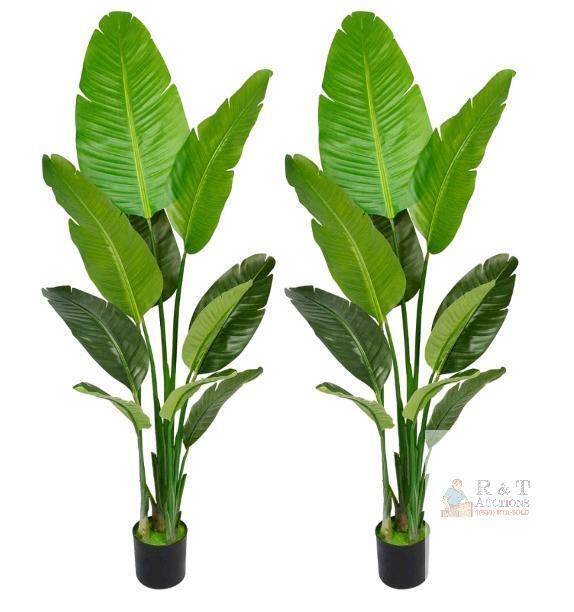NEW Set of 2 Artificial Bird of Paradise Plants, 5.2 ft Tall, Indoor/Outdoor,