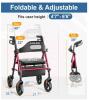 NEW HOMLAND R2 Foldable Rollator Walker, 350 lb Capacity, Adjustable Seat & Handle Heights, 8" Wheels - 2