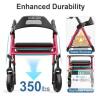 NEW HOMLAND R2 Foldable Rollator Walker, 350 lb Capacity, Adjustable Seat & Handle Heights, 8" Wheels - 3