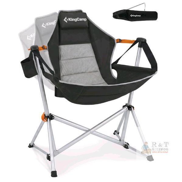 NEW KingCamp Hammock Chair, Folding Outdoor Chair, 264 lbs Capacity, Black/Grey