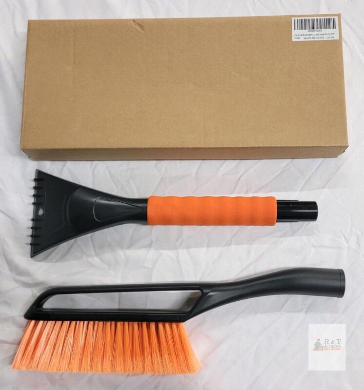 24" Car Snow Brush & Ice Scraper Combo, Foam Grip, Detachable, Black/Orange, X004RVJJK1