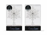 2 NEW Christmas Traditions White Glitter Snowflake Tree Topper