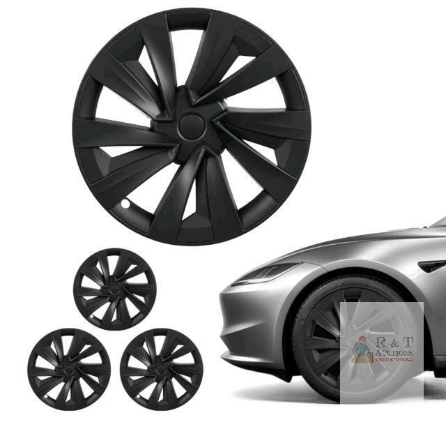 NEW VEVOR 19" Matte Black 10-Spoke Wheel Covers, Fits 2025 Tesla Model Y, Set of 4, ABS Snap-On