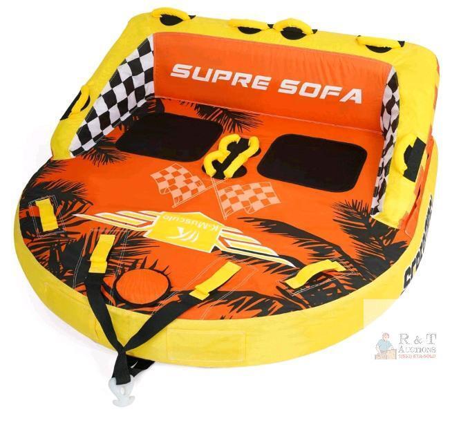 NEW K-Musculo Screaming! Supre Sofa 2-Person Towable Tube, 450 lb Cap, 61"x47", 840D Nylon, 8 Handles