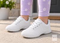 new FUQIAO Girls White Sneakers, Size 10 Little Kid, Breathable Knit Mesh, Rubber Sole, Model 2122_White_26