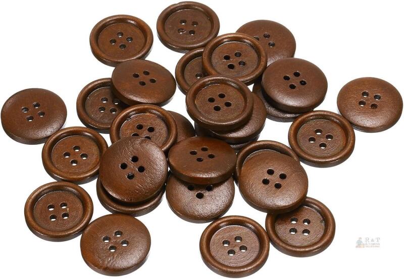 New HARFINGTON 30pcs 36L Wooden Sewing Button 7/8"(23mm) 4 Holes Wood Round Craft Replacement Buttons for Clothing DIY Crafts Decoration, Coffee