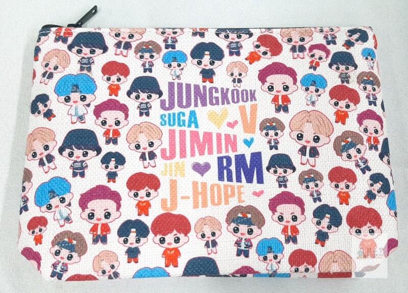 LEVLO Korean Group Army RM Bag &ndash; BTS Chibi Design, Cotton Canvas, 9.05" x 6.69"