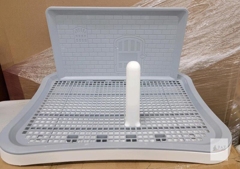 NEW Plastic Indoor Dog Potty Tray with Removable Grid and Pee Post for Small to Medium Dogs