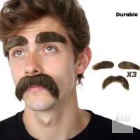 New Reusable Self-Adhesive Fake And Eyebrow Set - Brown, Durable Material, Perfect for Halloween, Christmas, And Role-Playing Costumes, Ideal Gift for Adults And for Halloween Costumes