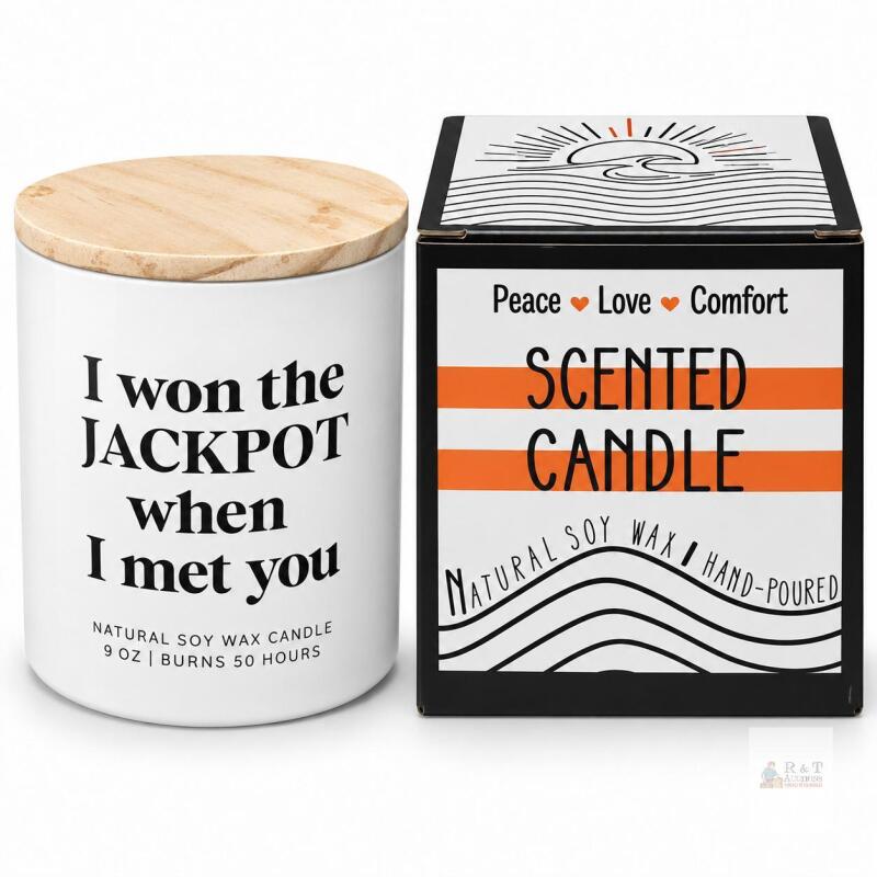 NEW boxed Scented Natural Soy Wax Candle &ndash; Jackpot & Peace Love Comfort Designs